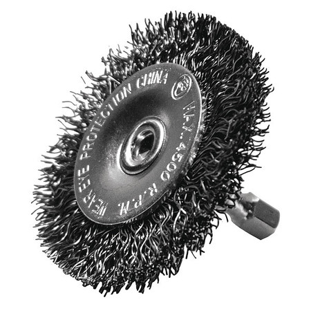 CENTURY DRILL & TOOL Crimped Radial Wire Brush, 2-1/2in, Coarse 76421