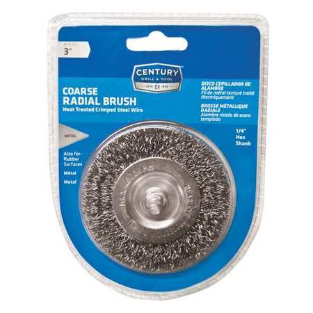 CENTURY DRILL & TOOL Crimped Radial Wire Brush, 3 in., Coarse 76431