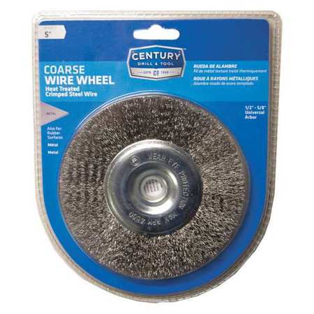 CENTURY DRILL & TOOL Bench Grinder Crimped Wire Wheel, 5" Coarse 76851