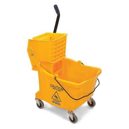 Carlisle Foodservice Mop Bucket, Side Press Wringer, 35qt, Yel 3690404