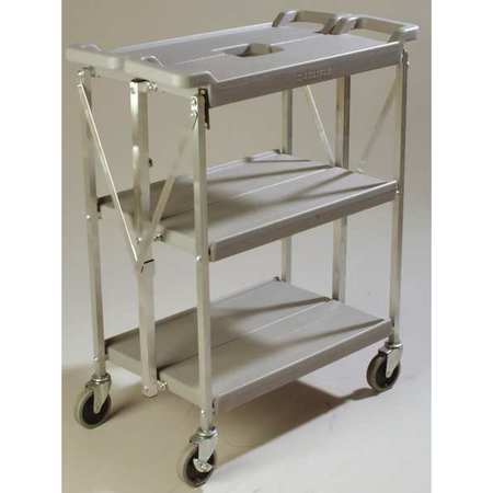 Carlisle Foodservice Fold N Go Cart 15 in x 21 in - Gray, Polyethylene, 3 Shelves, 350 lb SBC152123