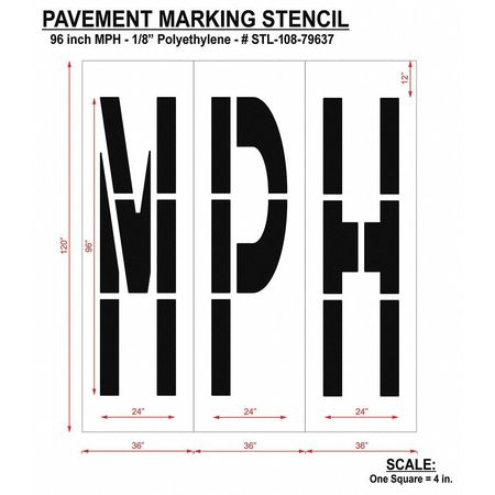Rae Pavement Stencil, Mph, STL-108-79637 STL-108-79637