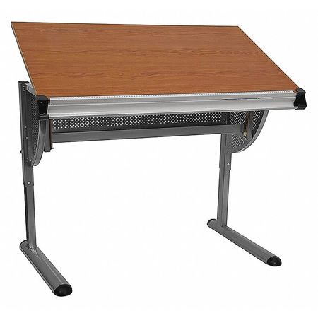 Flash Furniture Adjustable Table, 45.25" X 28.25" X 47.75", Laminate Top, Red NAN-JN-2433-GG