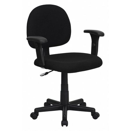 FLASH FURNITURE Fabric Task Chair, 21 1/2-, Adjustable Padded, Black BT-660-1-BK-GG