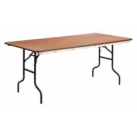 Flash Furniture Rectangle Folding Table, 36" W, 72" L, 30" H, Wood Top, Wood Grain XA-3672-P-GG