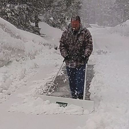 Manplow Snow Shovel, 48 in Aluminum U Handle Handle, HDPE Blade Material, 62 in Blade Width REV62