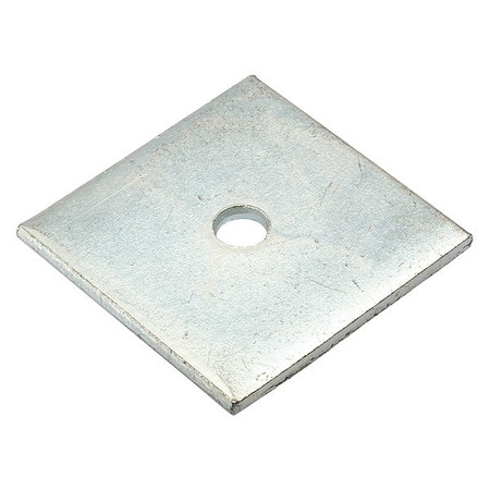 ZORO SELECT Square Washer, Fits Bolt Size 1/4 in Low Carbon Steel, Zinc Plated Finish Z8926-ZN