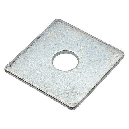 ZORO SELECT Square Washer, Fits Bolt Size 1/2 in Low Carbon Steel, Zinc Plated Finish Z8940-ZN