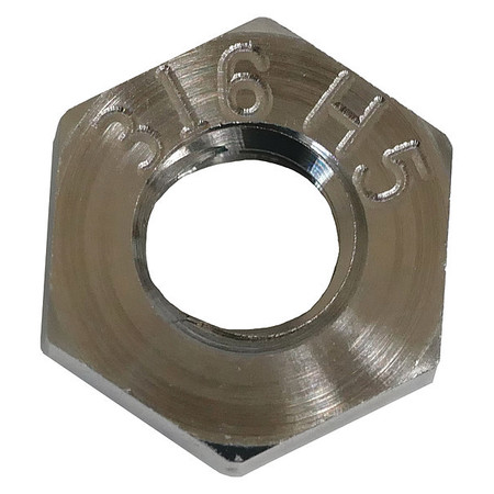 Zoro Select Hex Nut, #10-32, 316 Stainless Steel, Not Graded, Plain, 1/8 in Ht NUT93010F