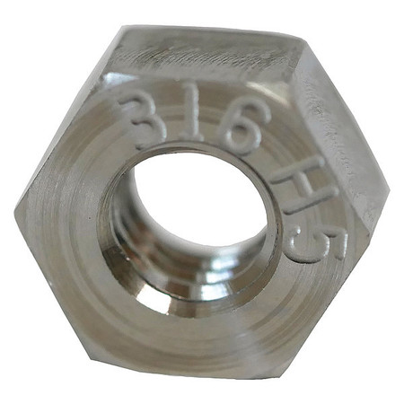Zoro Select Hex Nut, 1/4"-20, 316 Stainless Steel, Not Graded, Plain, 7/32 in Ht NUT93014C
