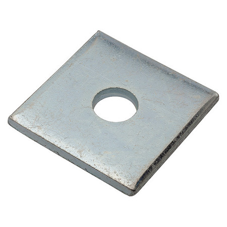 ZORO SELECT Square Washer, Fits Bolt Size 1/2 in Low Carbon Steel, Zinc Plated Finish Z8937-ZN