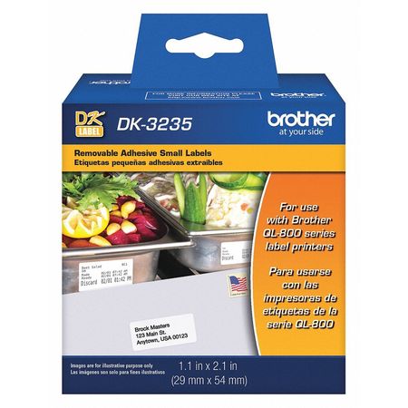 BROTHER Label Tape Cartridge, White, Labels/Roll: 800 DK3235