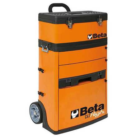 BETA C41H Tool Cart, 3 Drawer, Orange, Sheet Metal, 21 in W x 13 in D x 36 in H C41 H