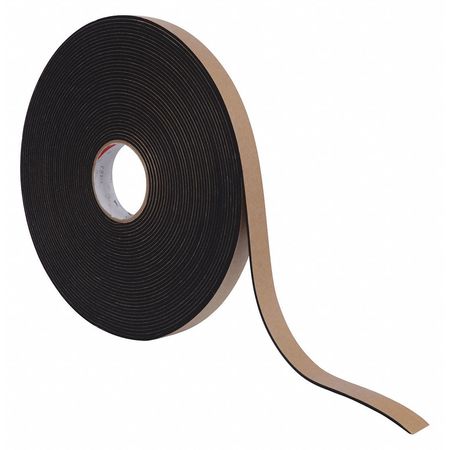 ZORO SELECT Foam Strip, Water-Resistant Closed Cell, 1 in W, 50 ft L, 1/4 in Thick, Black P8125ULRL01.00XOH