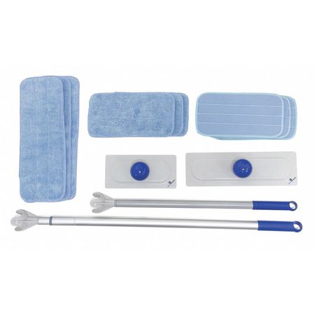 Hospeco Flat Mop Kit, Snap On Connection, Blue, Microfiber SPH-KT