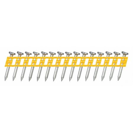 DEWALT Collated Concrete Nail, 1 in L, 0.102 in, Zinc Plated, Flat Head, 15 Degrees, 1000 PK DCN890100