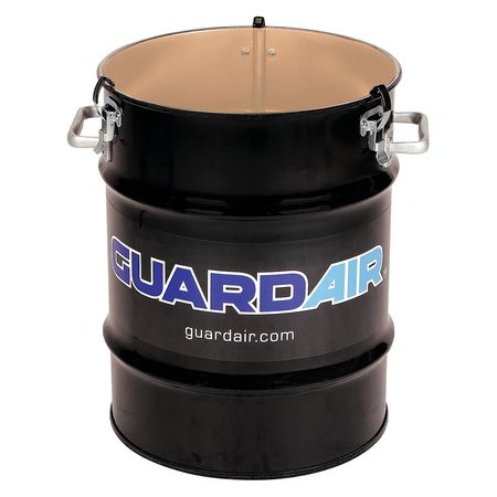 GUARDAIR Open Head Vacuum Drum, Steel, 10 gal, Unlined, Black N100