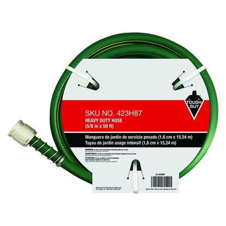 ZORO SELECT Water Hose, Cold, PVC, 50 ft., Green 423H87