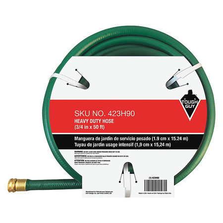 ZORO SELECT Water Hose, Cold, PVC, 50 ft., Green 423H90