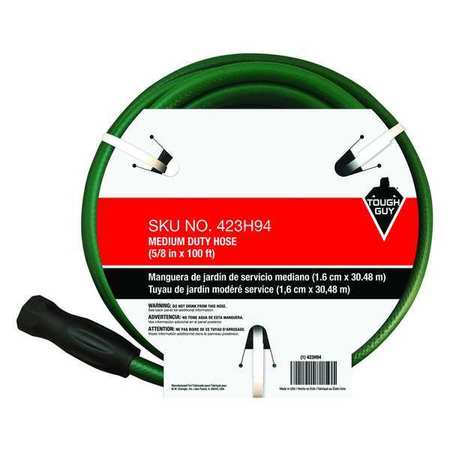 Zoro Select Water Hose, Cold, PVC, 100 ft., Green 423H94