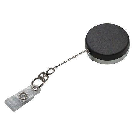 LUCKY LINE Badge Reel, Black/Chrome, Chain Cord, 3/4" G423