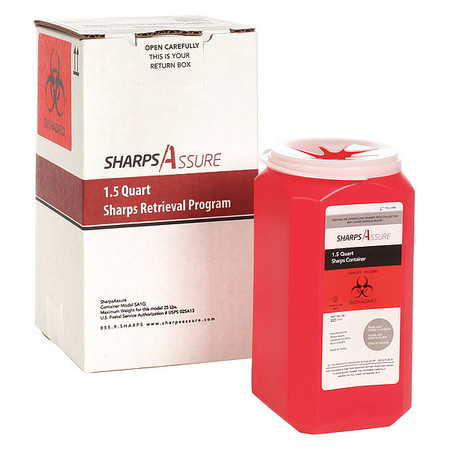 Sharps Assure Sharps Container, 1/4 gal., Red, Snap Lid SA1Q