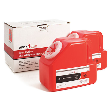 SHARPS ASSURE Sharps Container, 18 gal., Red, Snap Lid SA1G2