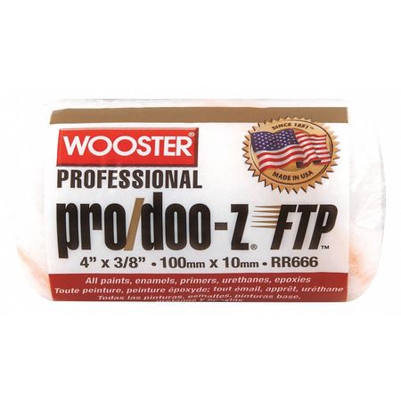 WOOSTER 4" Paint Roller Cover, 3/8" Nap, Woven Fabric RR666-4