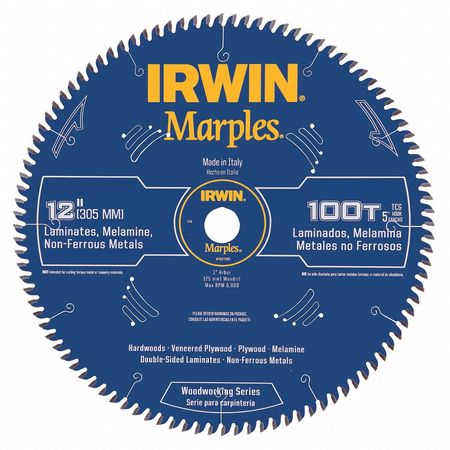 Irwin 12", 100-Teeth Laser Cut Circular Saw Blade, PK2 1807386