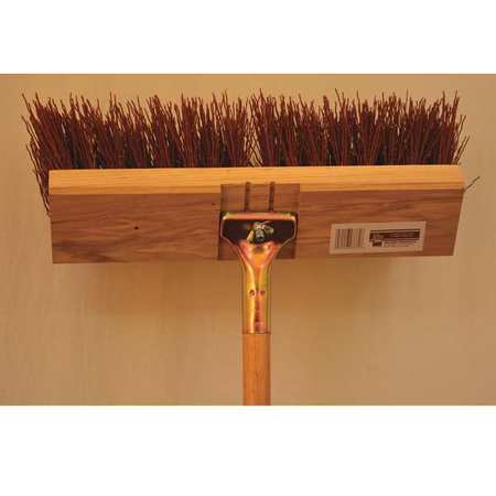 Bruske Products 16" Brown bristle street sweep, hardwood block, wood handle 3789-CW