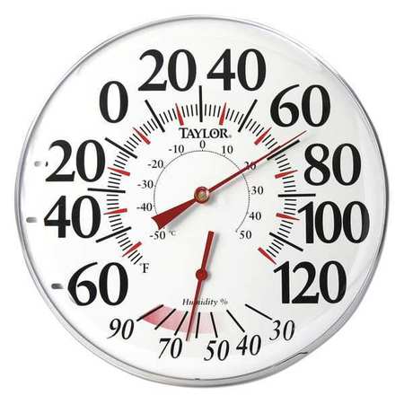 TAYLOR Dial Thermometer with Humidity, 12 in. 497J