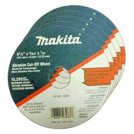 Makita Cut-off Wheel, 4.5" x 7/8" x 3/64", PK25 724115-A-25