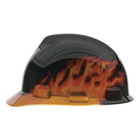 MSA SAFETY Front Brim Hard Hat, Type 1, Class E, Ratchet (4-Point), Black 10092015