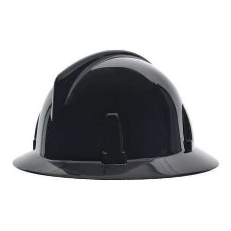 MSA SAFETY Full Brim Hard Hat, Type 1, Class E, Ratchet (4-Point), Black 475394