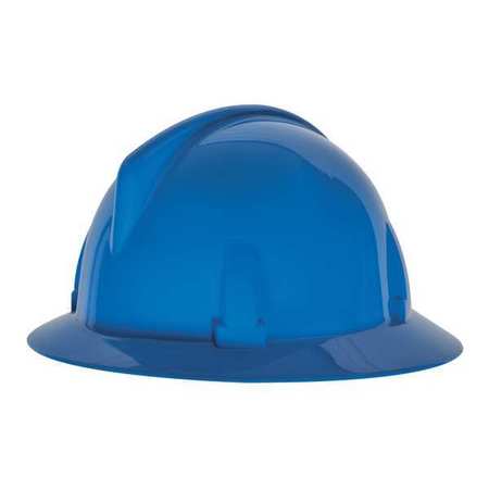 Msa Safety Full Brim Hard Hat, Type 1, Class E, Ratchet (4-Point), Blue 475389