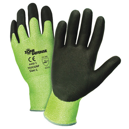 Pip Hi-Vis Cut Resistant Coated Gloves, A3 Cut Level, Nitrile, XL, 12PK 705CGNF/XL
