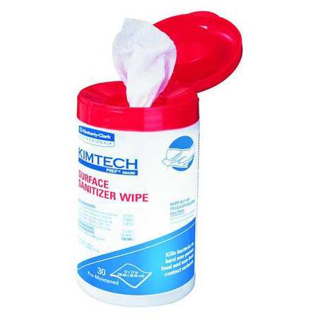 Kimtech Prep Surface Sanitizer Wipes, White, Canister, 30 Wipes, Unscented, 8 PK 58040