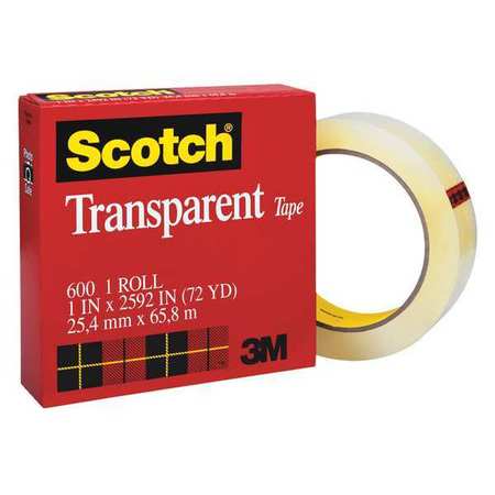 3M Transparent Tape, 1 x 2592 in. 60012592