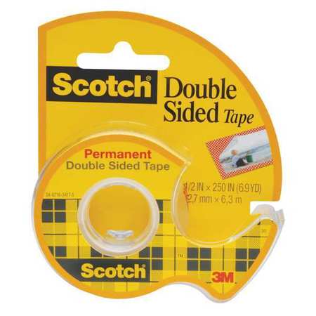 SCOTCH Double Sided Tape, Permanent, 1/2x250 in. 136