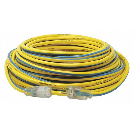 Zoro 100 ft. 12/3 SJTW Lighted Extension Cord YL/BL G1385985
