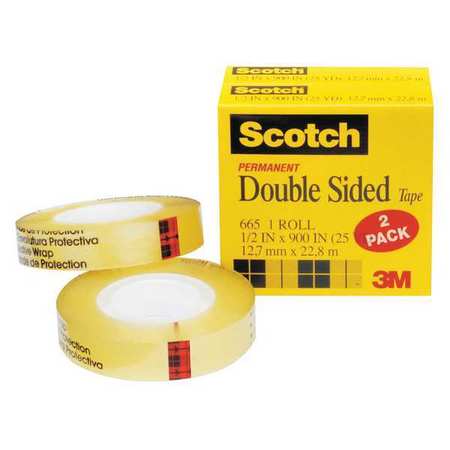 3M Double Sided Tape, 1/2x900 in., PK2 665-2PK