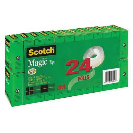 SCOTCH Magic Tape, 3/4 x 1000 in., Clear, PK24 810K24