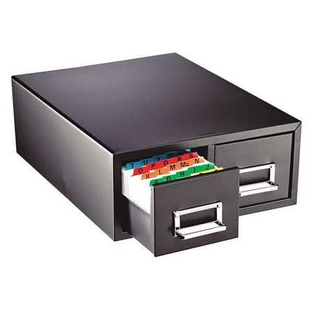 Steelmaster 20-3/8" W 2 Drawer Cabinet, 6 x 9 in. Card Capacity, Black, Black 263F6916DBLA