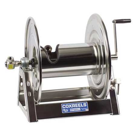 1125 Series stainless steel hose reel with air motor (b) for 3/4 inch I.D.  X 100 feet 3000 PSI max. pressure hose capacity