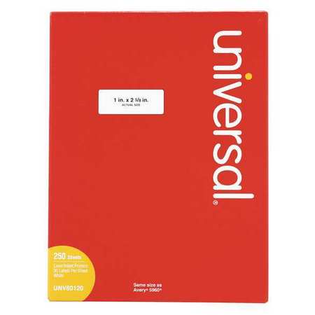 UNIVERSAL 1" x 2-5/8" White Permanent Label, Pk7500 UNV80120
