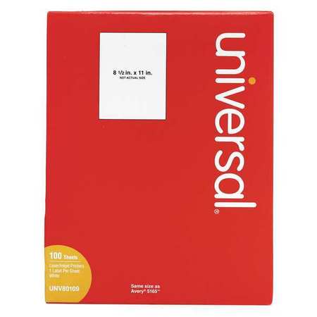 UNIVERSAL 8.5" x 11" White Permanent Label, Pk100 UNV80109