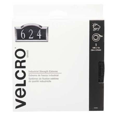VELCRO BRAND Extreme Fasteners, 1"x10 ft, Black, 10', 1" Wd, Black 91843