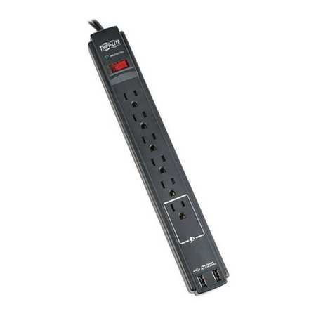 TRIPP LITE Surge, 6 Outlet, 6ft cord, 990J, 2xUSB, TAA TLP606USBBTAA