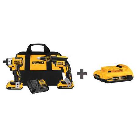 DEWALT Cordless Combo Kit, 12.0 V, 2 Tools, 3 Batt DCK267D2/DCB203