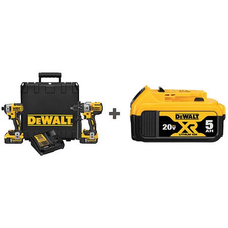 DEWALT Cordless Combo Kit, 20.0 V, 2 Tools, 3 Batt DCK2100P2 / DCB606